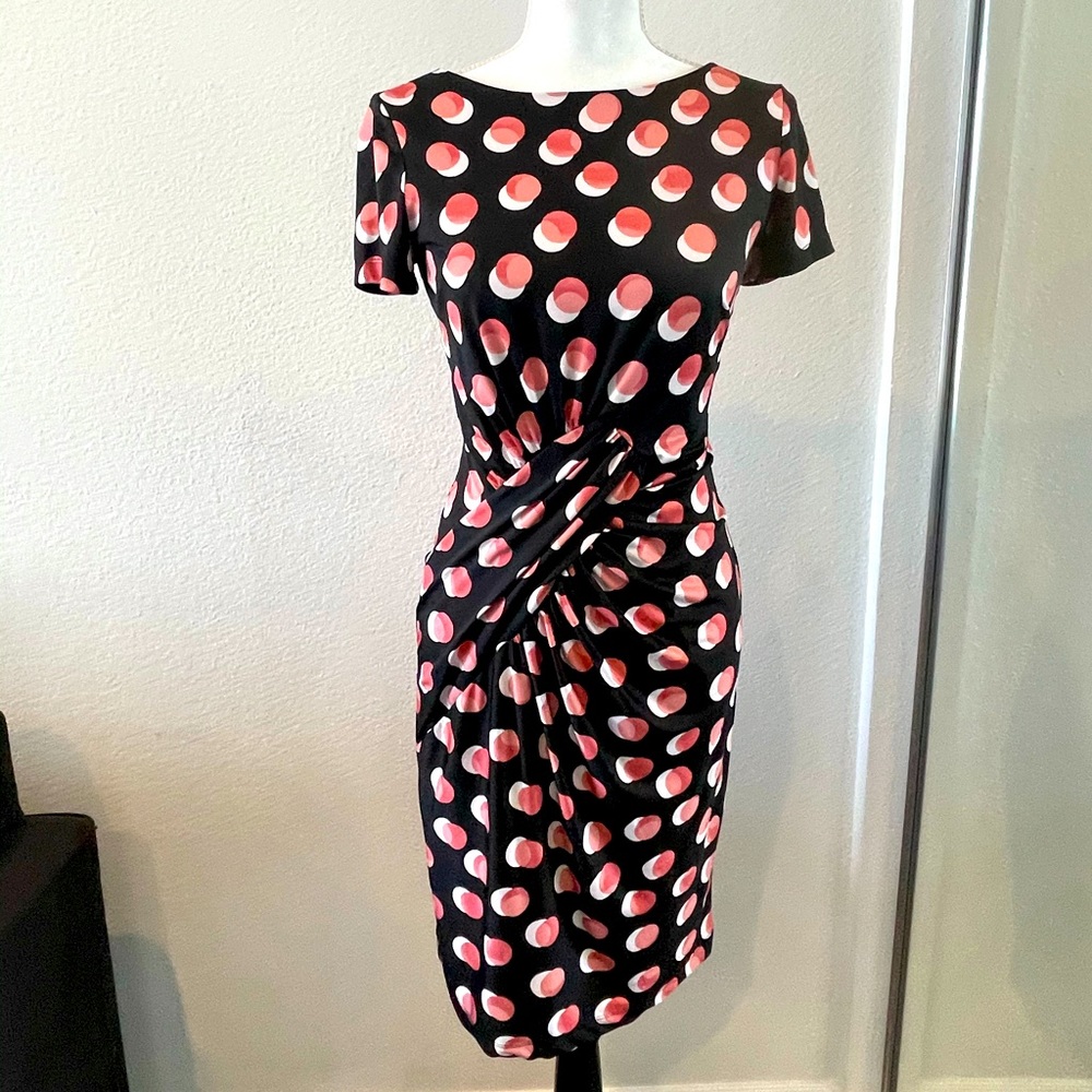 Adrianna Papell black/ pink and white circles.